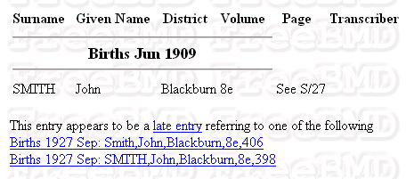 Late entry multiple reference information